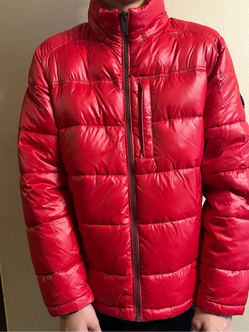 Michael Kors Red Quilted Puffer Jacket with Silver Hardware
